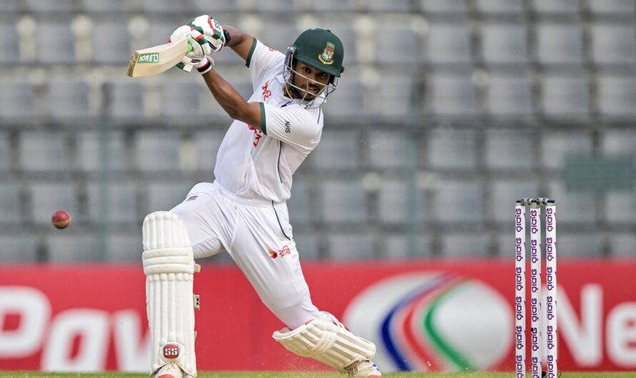 Shanto’s unbeaten half-century stretches Bangladesh’s lead on rain-hit day